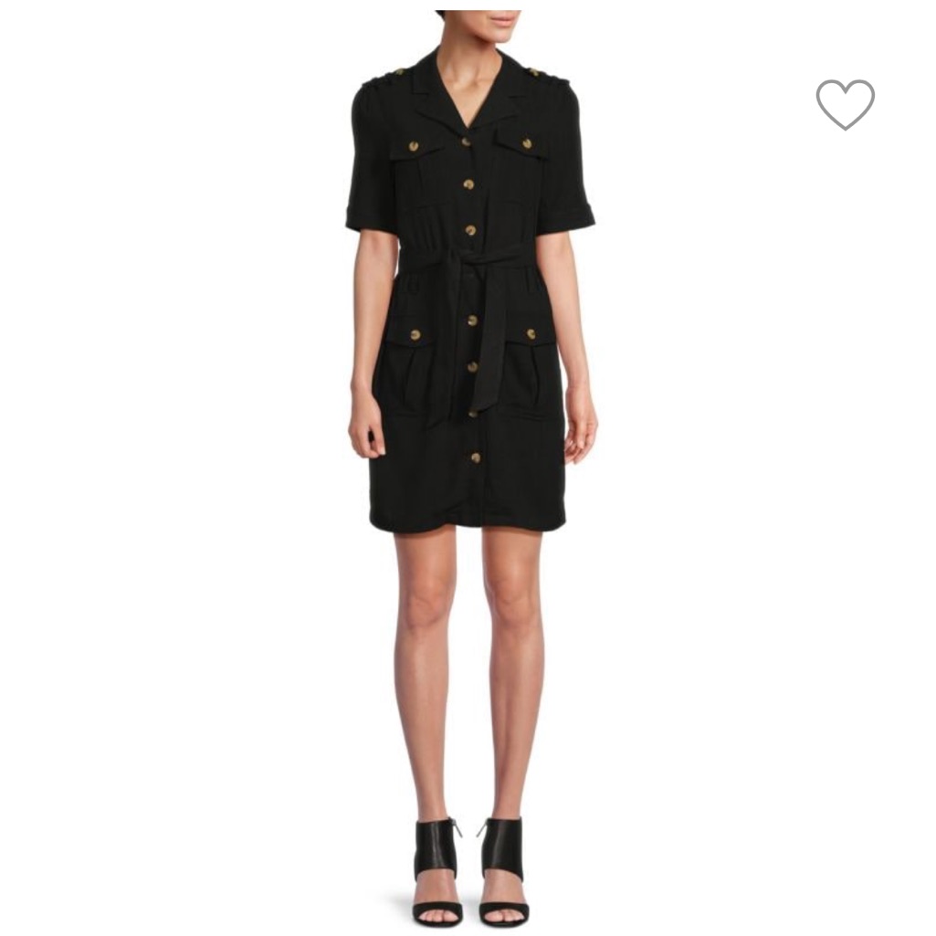 $278 Walter Baker Kate Dress Linen Blend Mini Utility Shirtdress Size Small